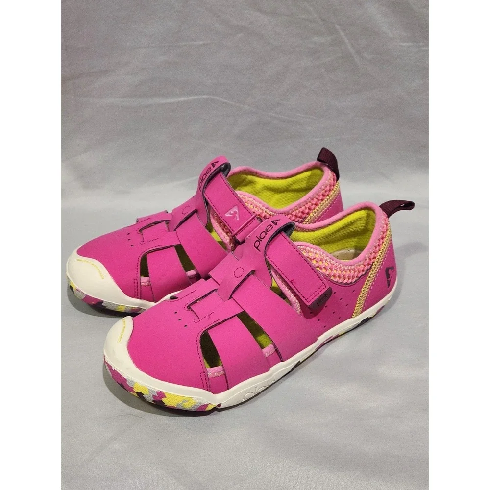 Plae Sam 2.0 Water Sandals Girls Size 3 Pink Yellow Excellent Hybrid Sport Shoes